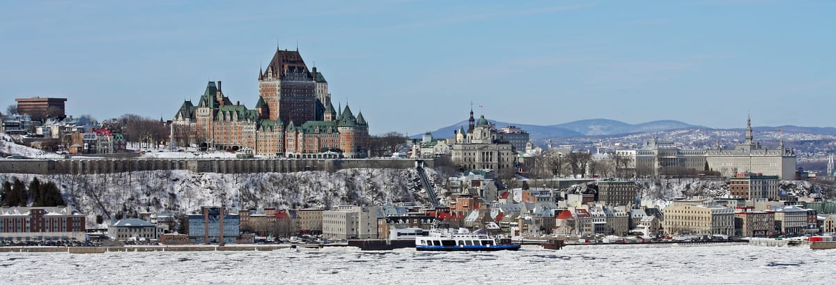 Old Quebec City and Chateau Frontenac above the St. Lawrence