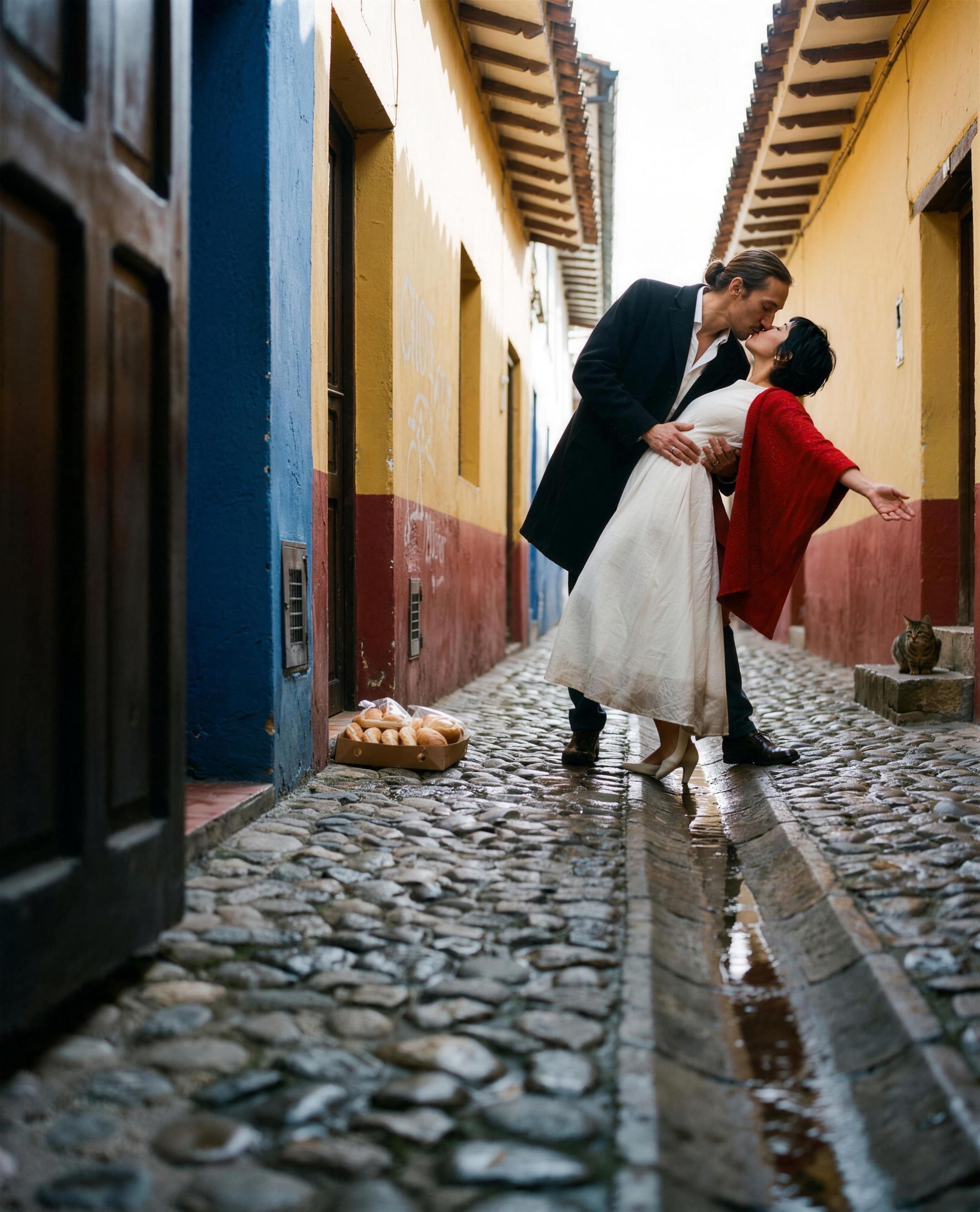 A couple inside the salt cathedral at Zipaquirá