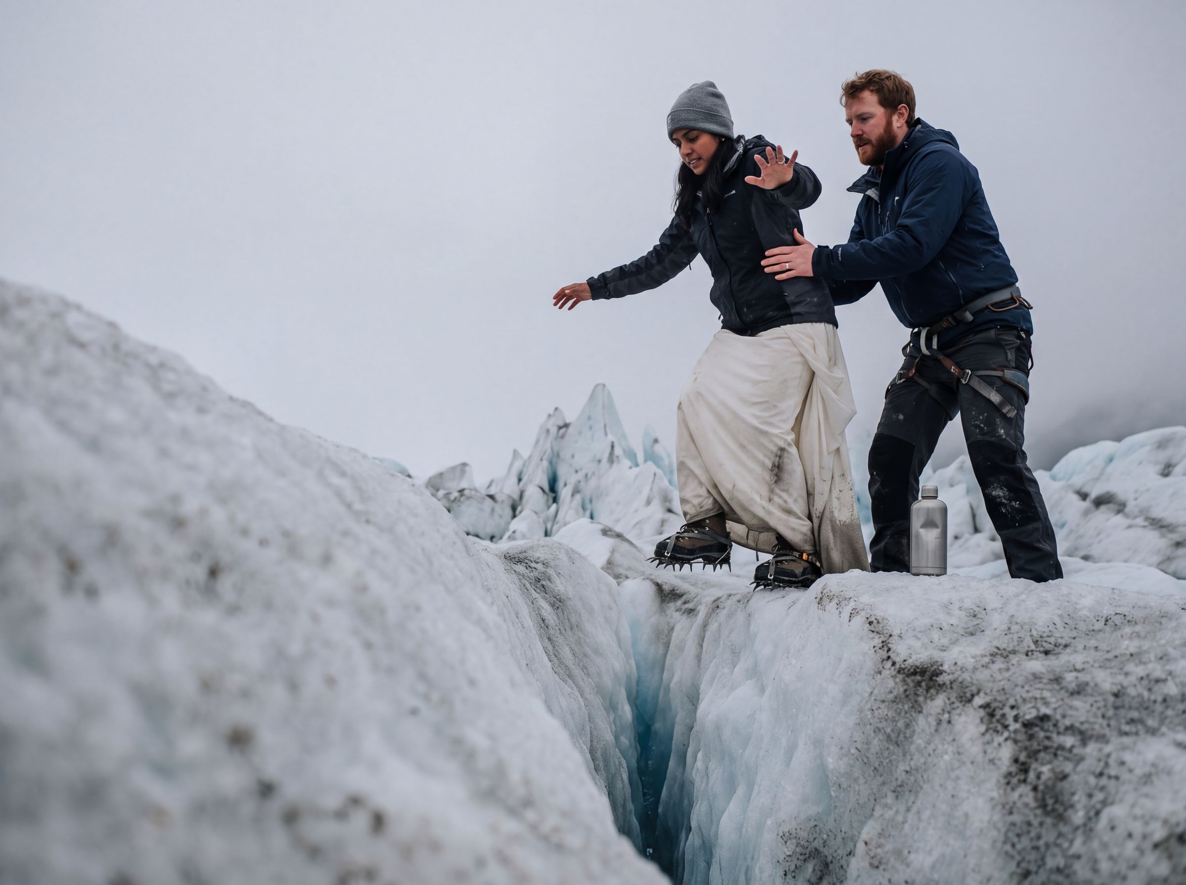 Crampons on the ice of the Perito Moreno glacier
