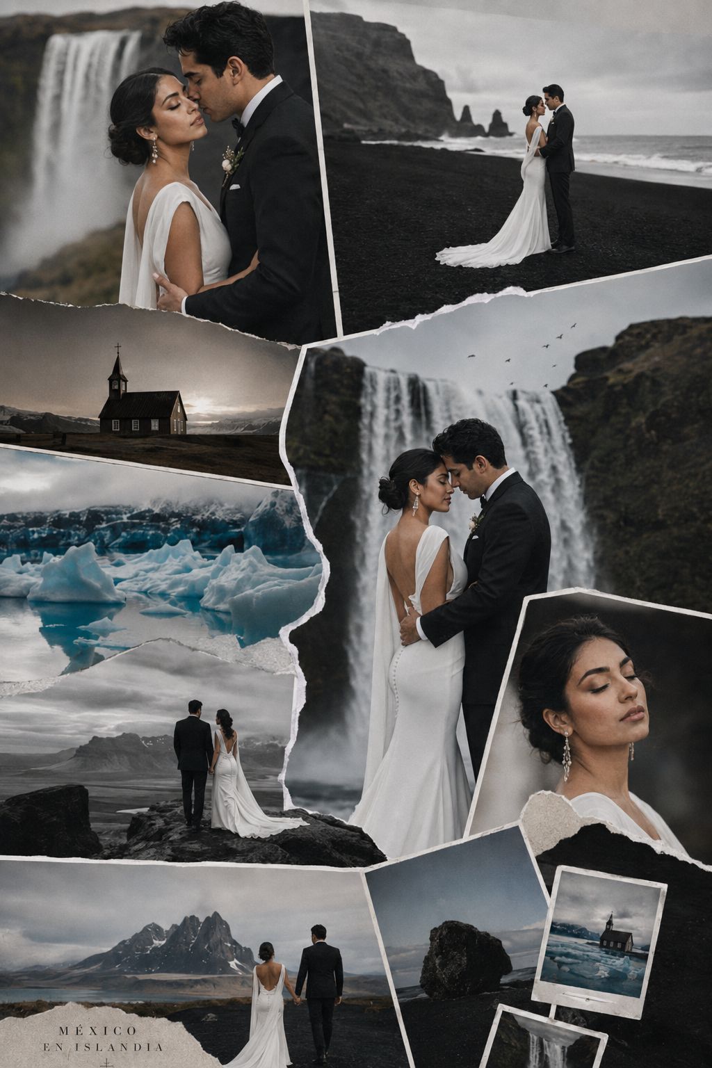 Scenes from one elopement day, arranged as a single composition
