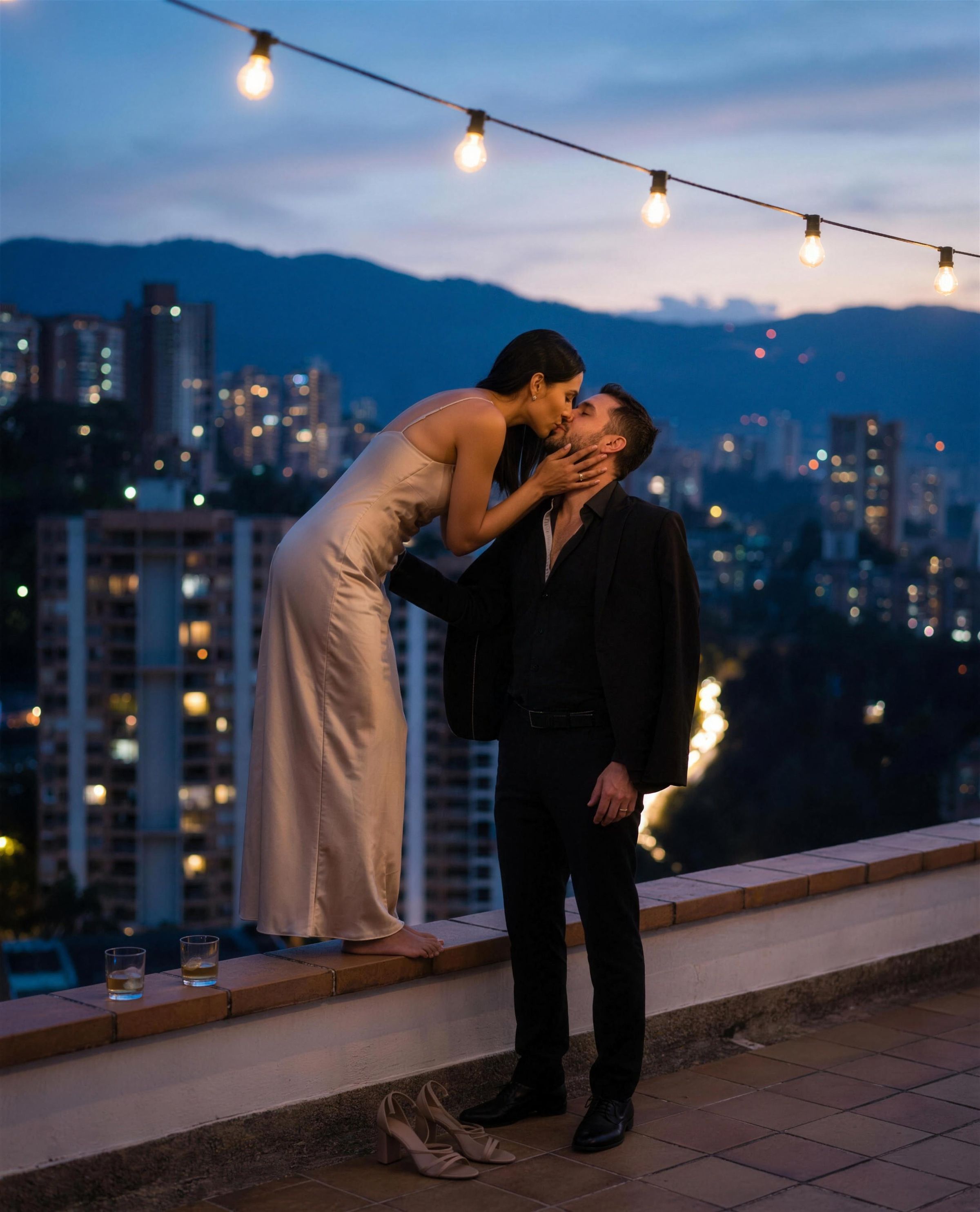 A couple signing papers with an officiant in Colombia