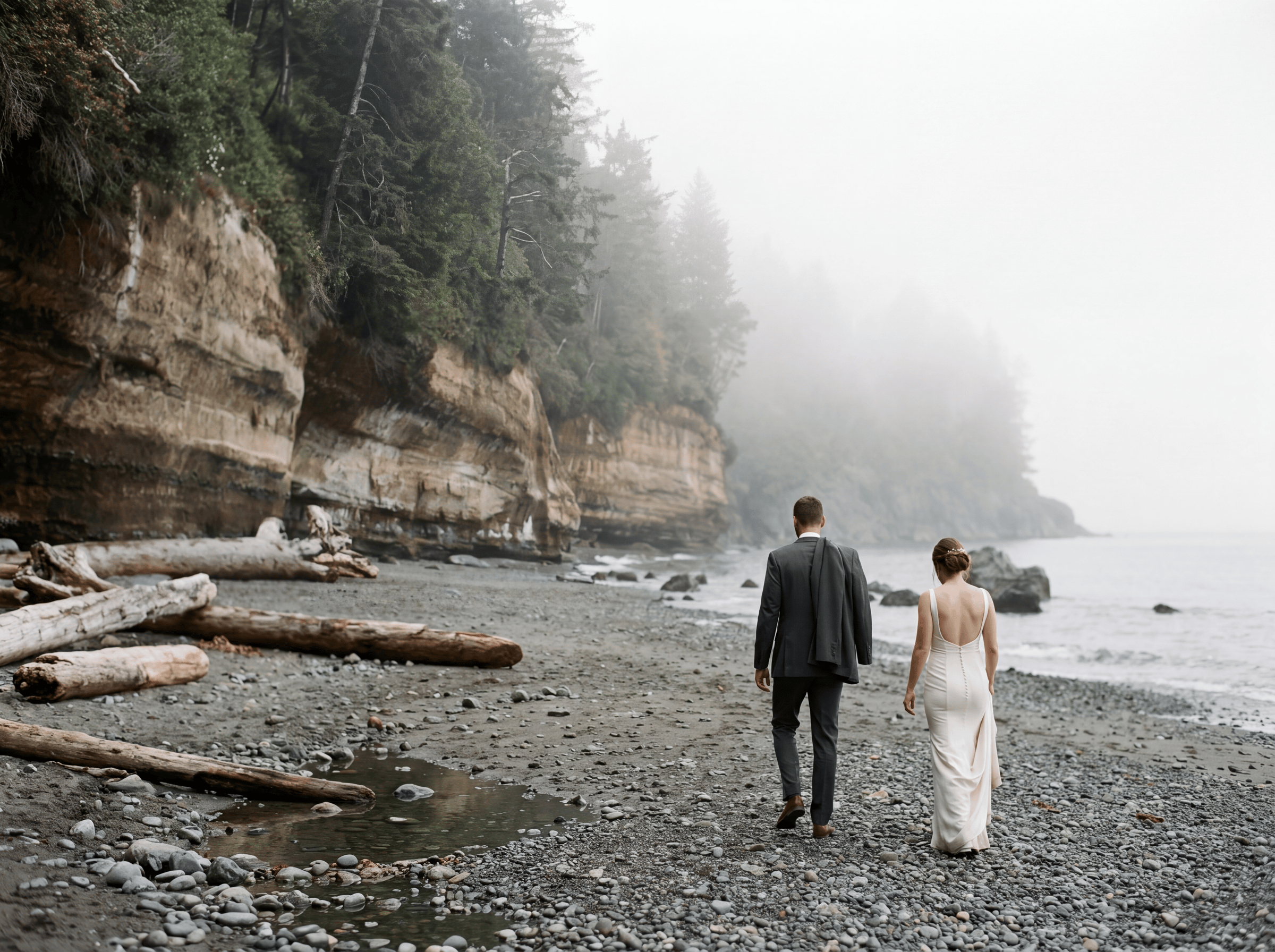 A couple on the shoreline on Vancouver Island