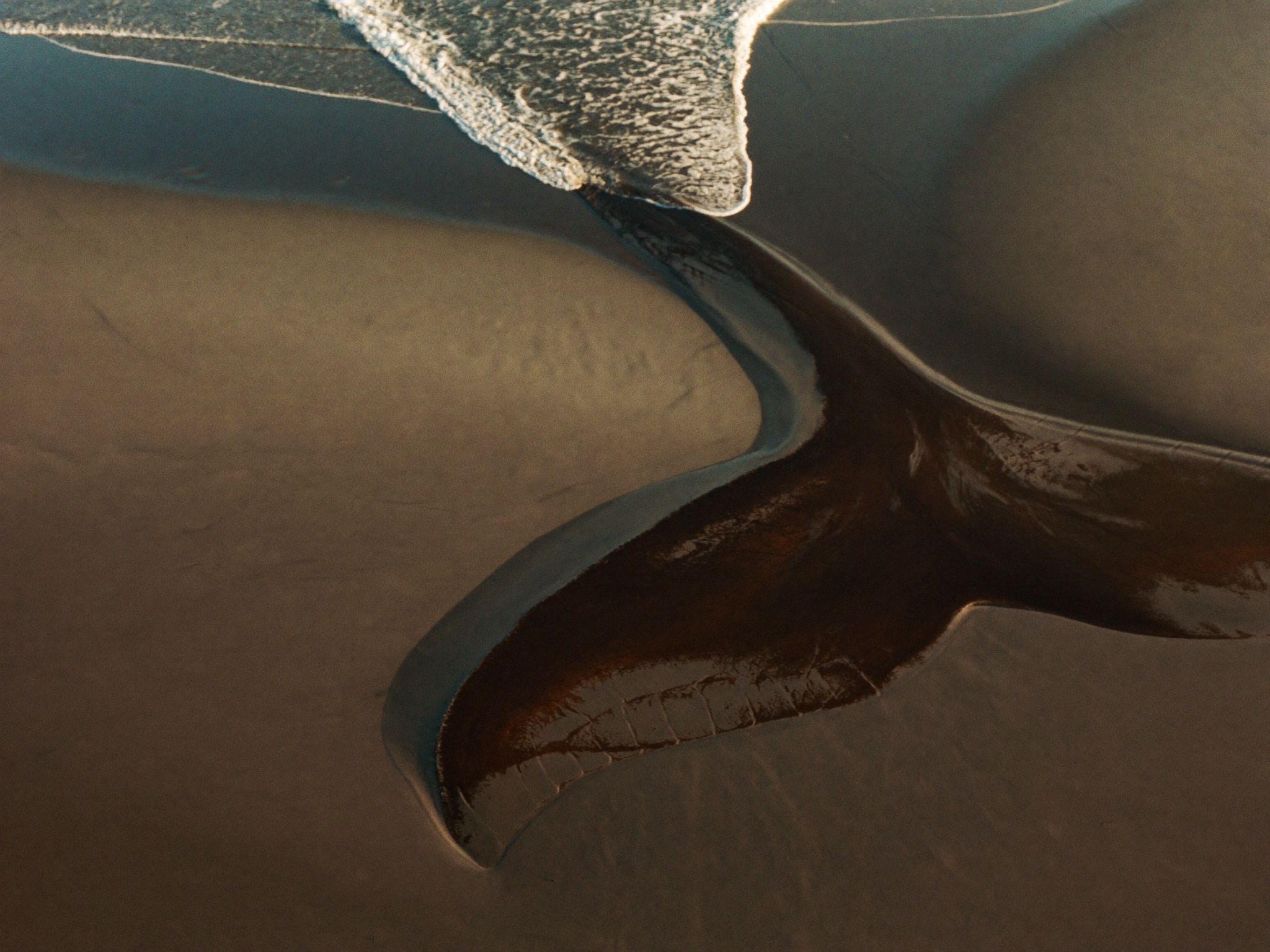 The whale tail sandbar with the tide further out and the arms of it exposed