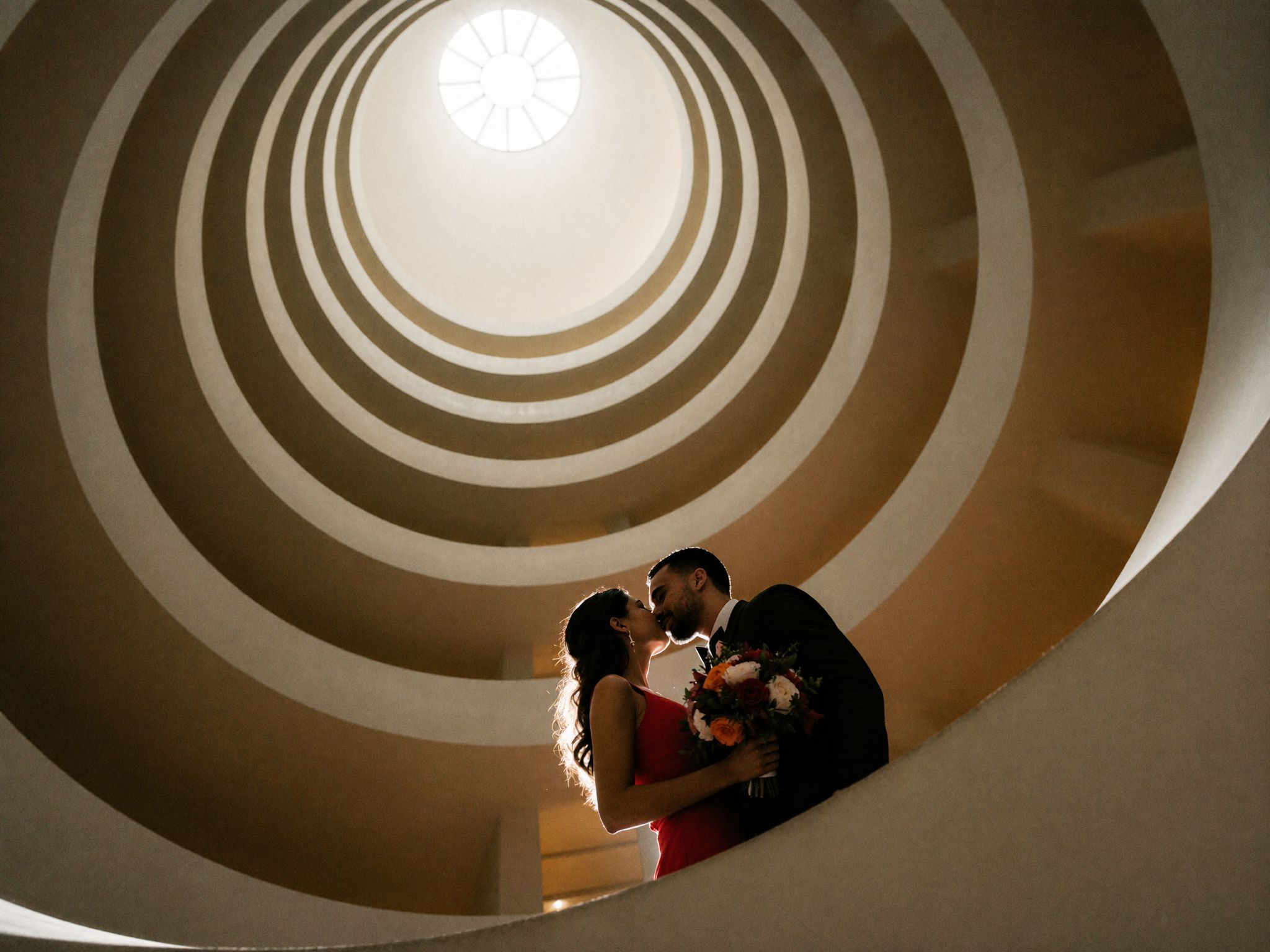 A couple eloping alone in a vast landscape