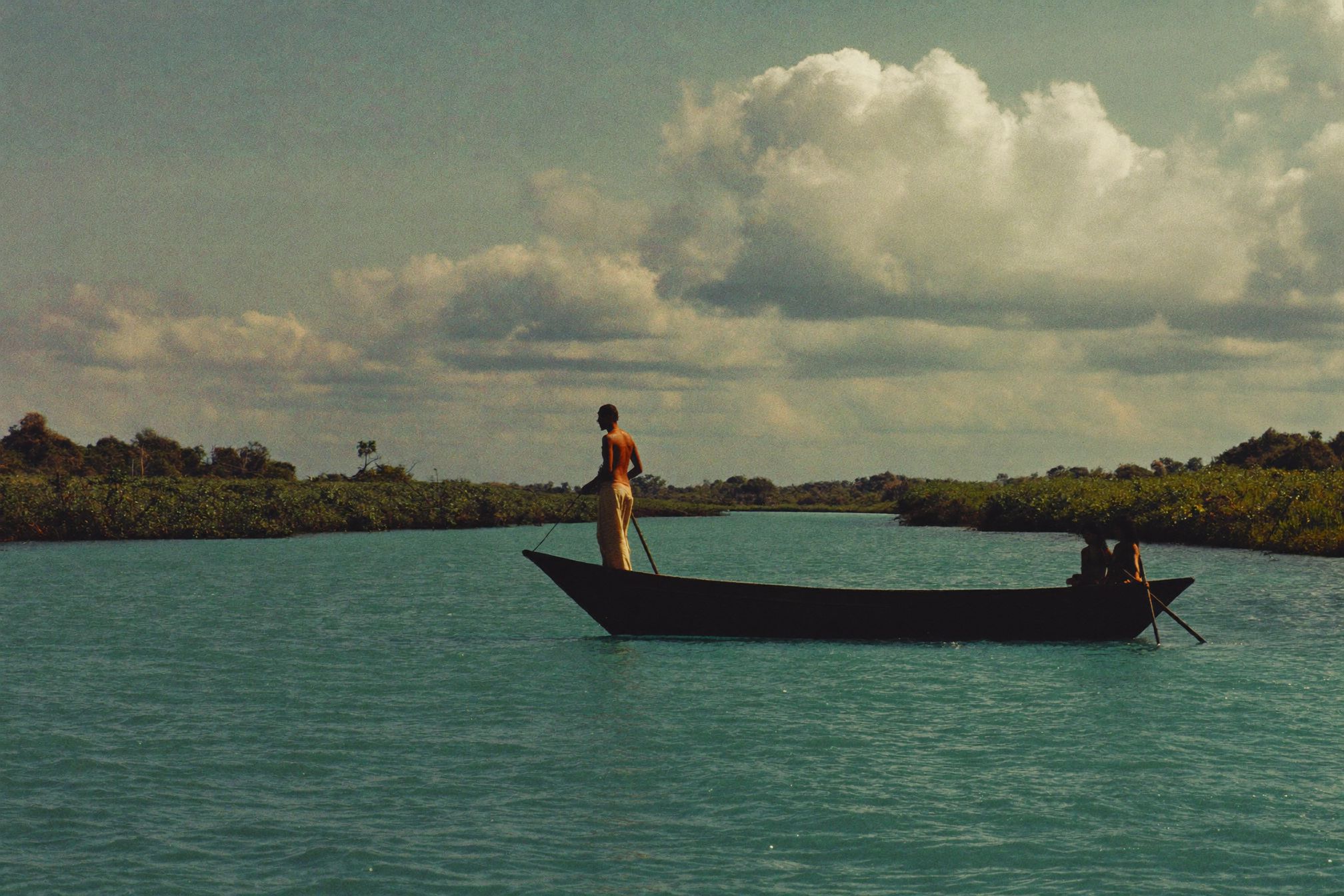 A wide lagoon and mangrove channel inside a coastal biosphere reserve