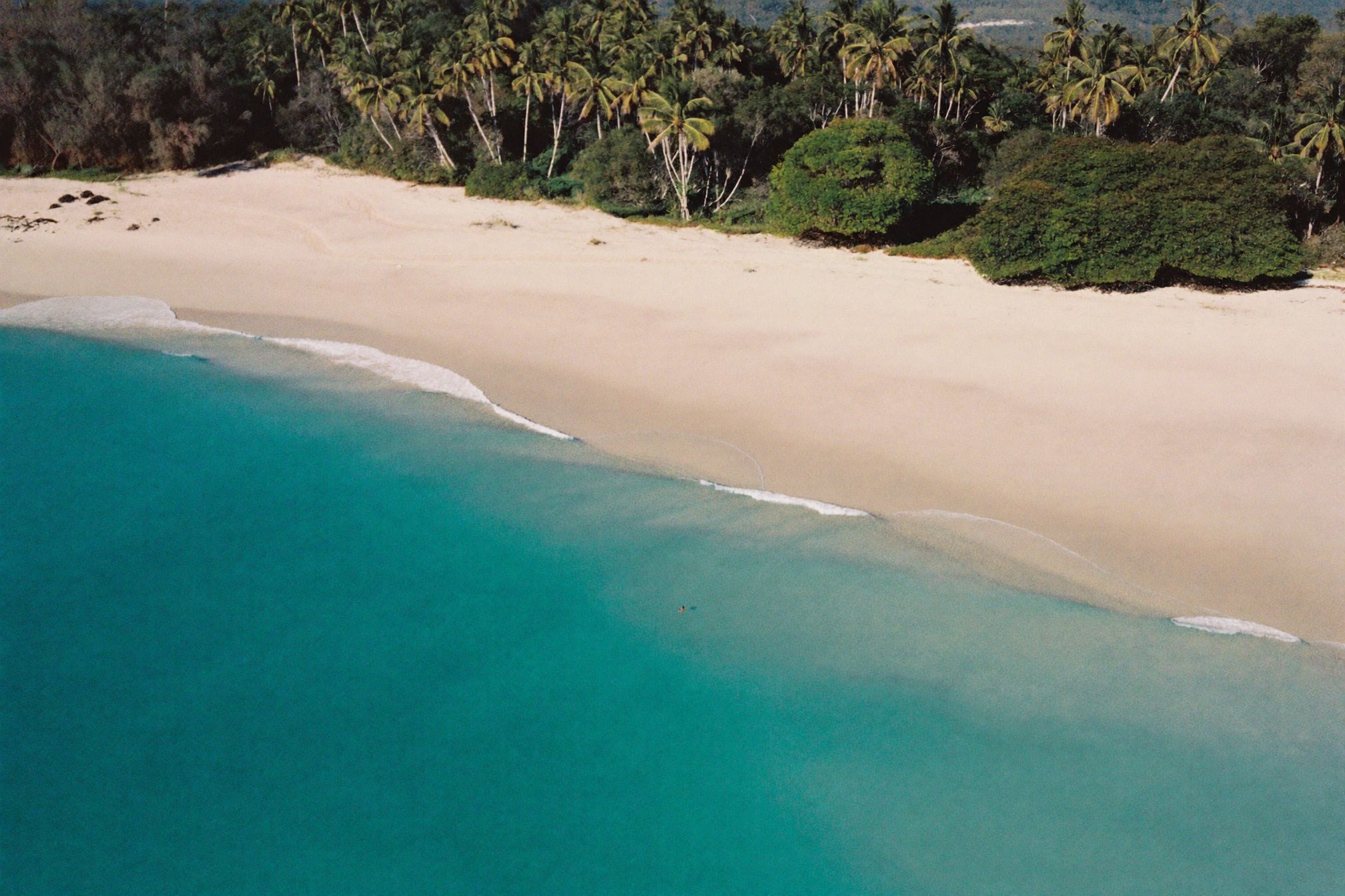 The Riviera Maya coastline seen from the air with reef and jungle