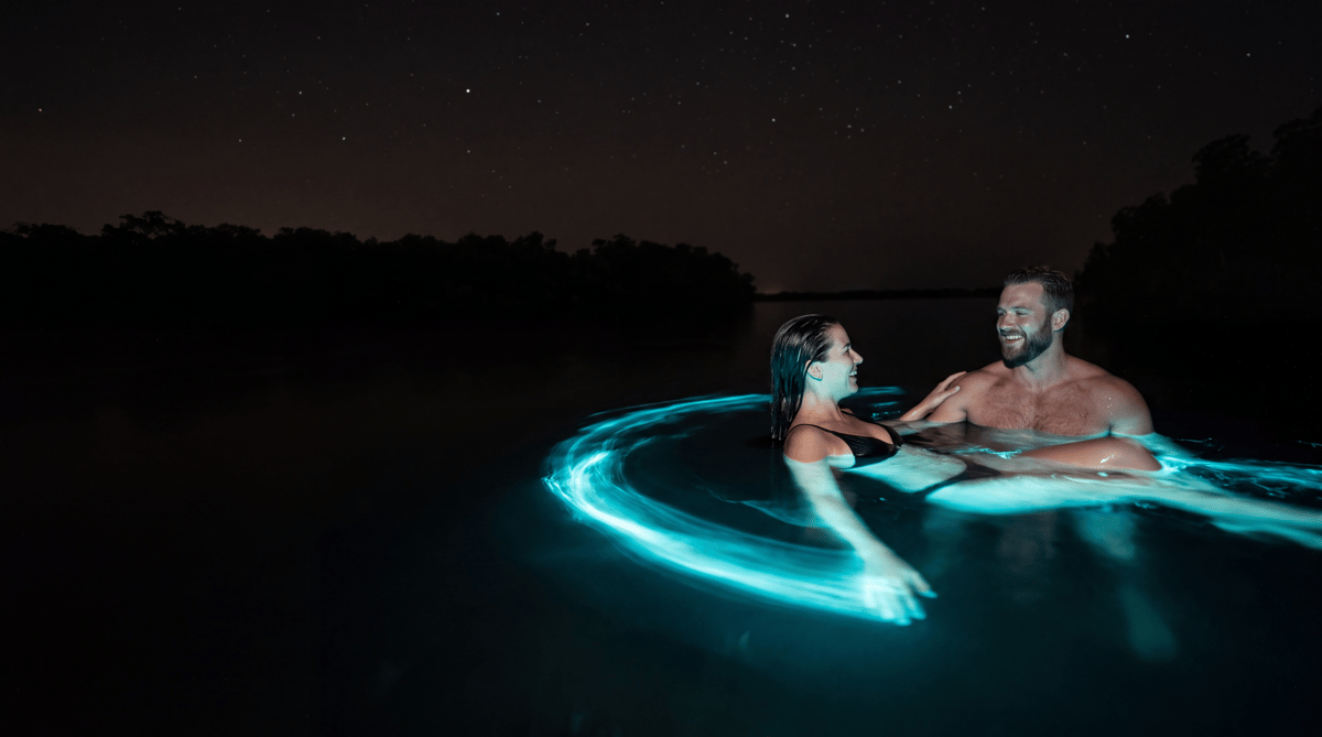 A bioluminescent night swim in Isla Grande's lagoon