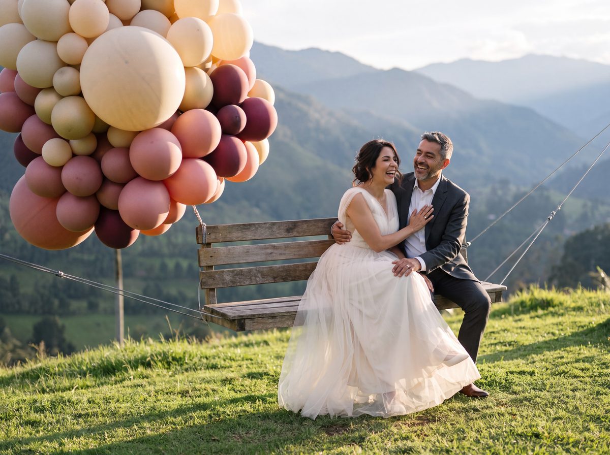Couple inside the Studio Editorial scene at golden hour