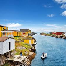Icebergs at Twillingate and the harbour row houses of St. John&rsquo;s, Newfoundland