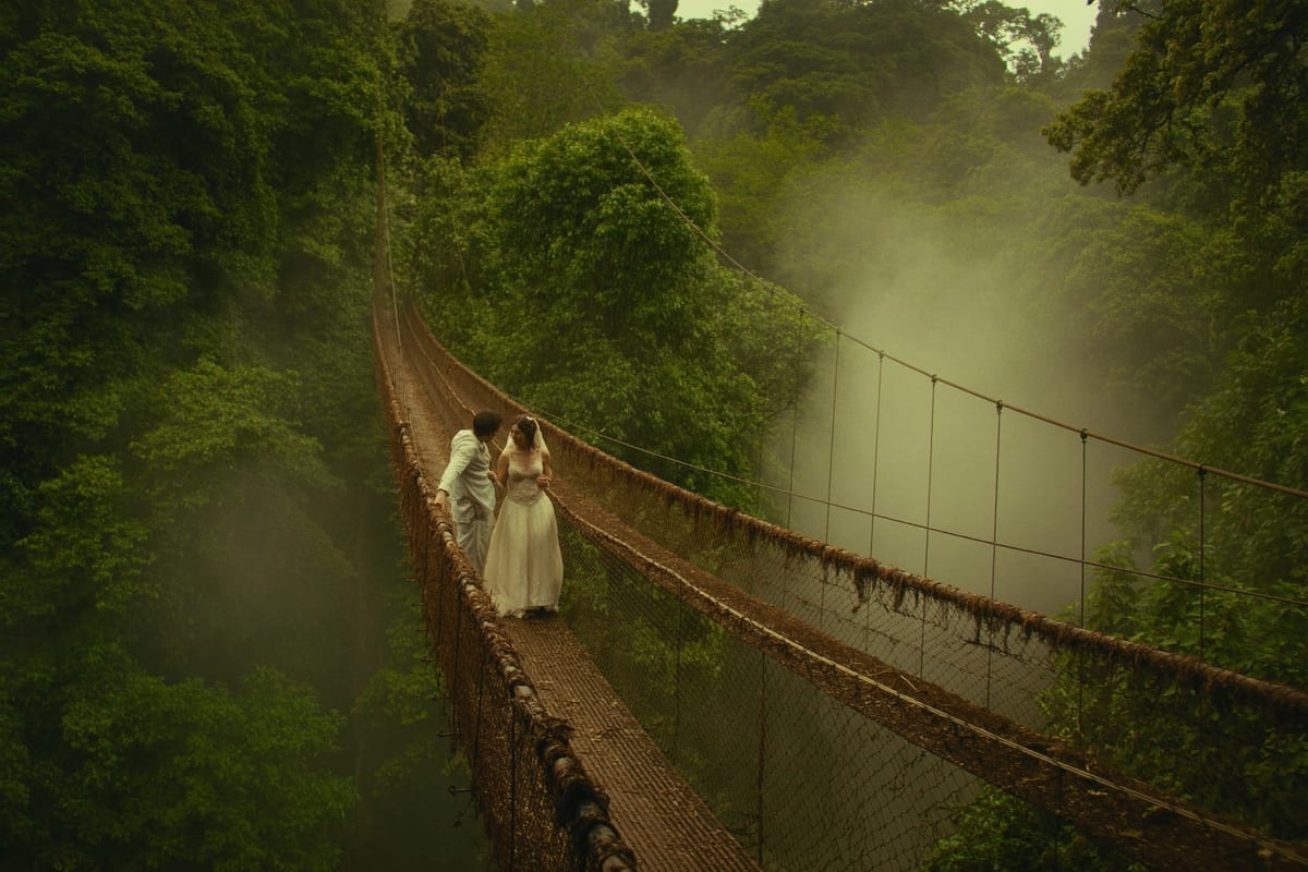 A hanging bridge in the mist at Monteverde