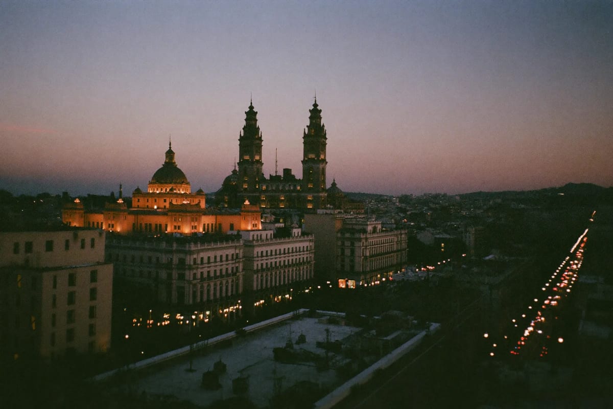 The historic Centro of Mexico City at dusk