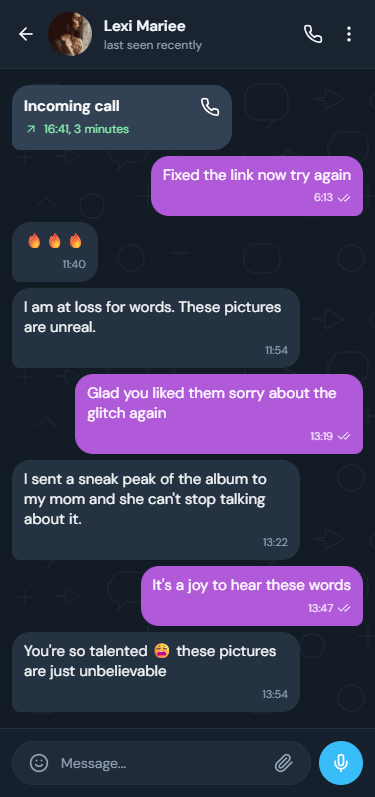 A message from a couple after their gallery was delivered