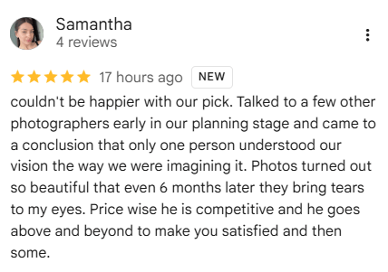 A message from a couple after their gallery was delivered