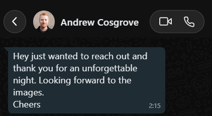 A message from a couple after their gallery was delivered
